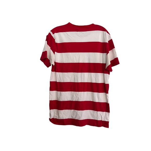 Civil Regime Men's Red White Embroidered Snake And Flower Stripes T-Shirt Size M - Picture 2 of 4